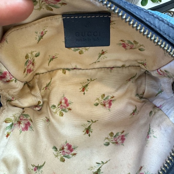 GUCCI Marmont Light Blue Denim Bag Pouch Clutch Embroidered Flowers 🌺 - Picture 3 of 9